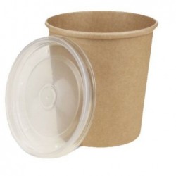 Pote Kraft 237 ml (8 oz) Alto con Tapa Transparente