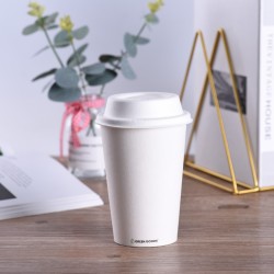 Vaso Celulosa PLA 473 ml (16 oz) con Tapa de Caña de Azúcar