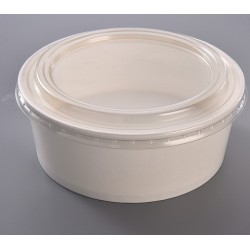 Bowl Kraft Blanco 750 ml (25 oz) con Tapa PET Transparente